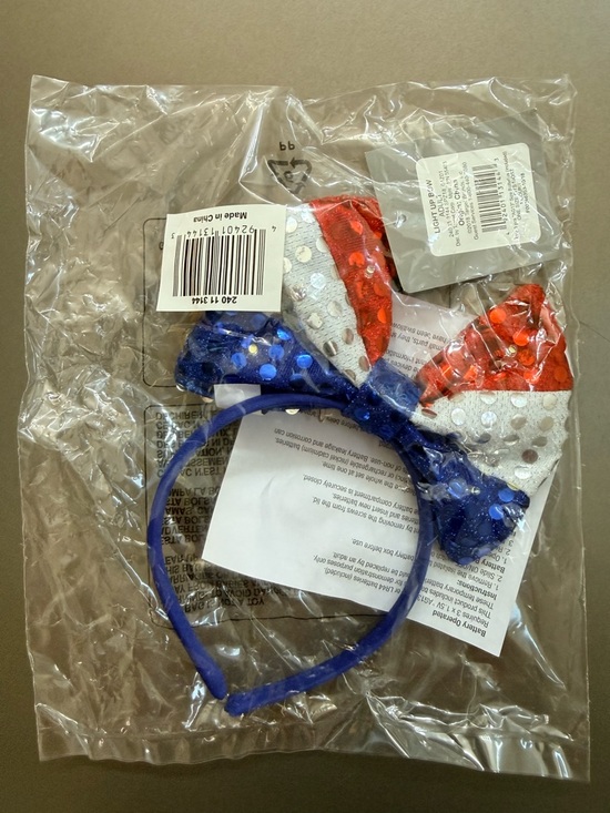 Spritz Sequin Light-Up Bow Headband - Red, White & Blue - 4th of July - Picture 2 of 2